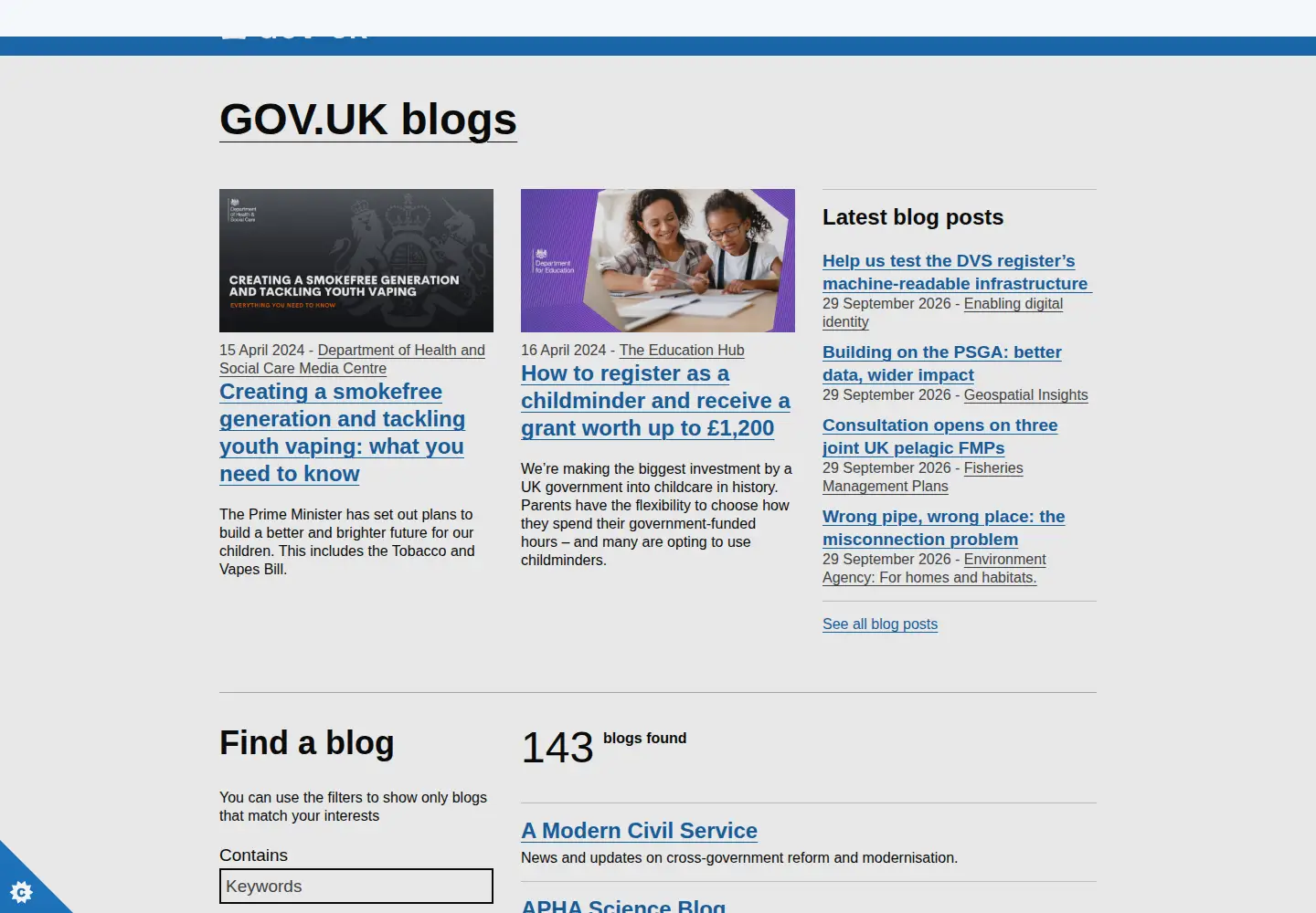 Screenshot of blog.gov.uk