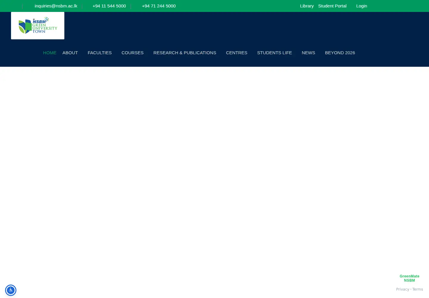 Screenshot of nsbm.ac.lk