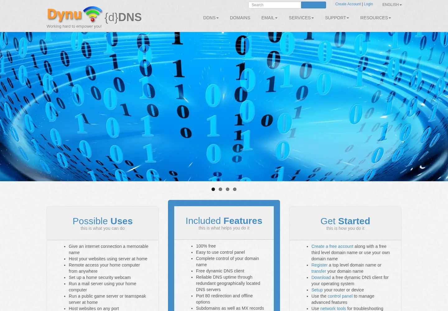 Screenshot of dynu.com