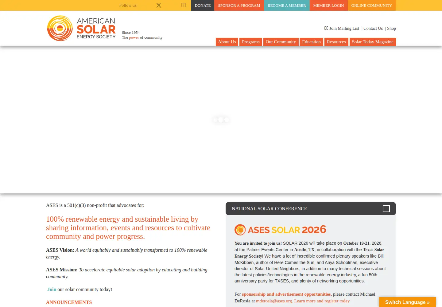 Screenshot of ases.org