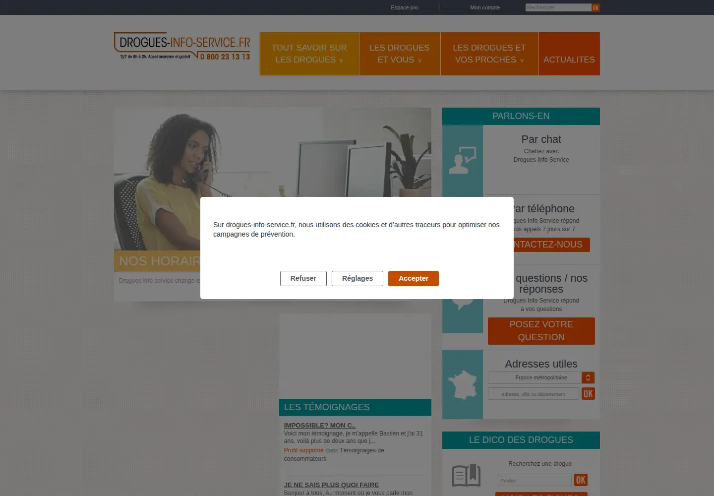 Screenshot of drogues-info-service.fr