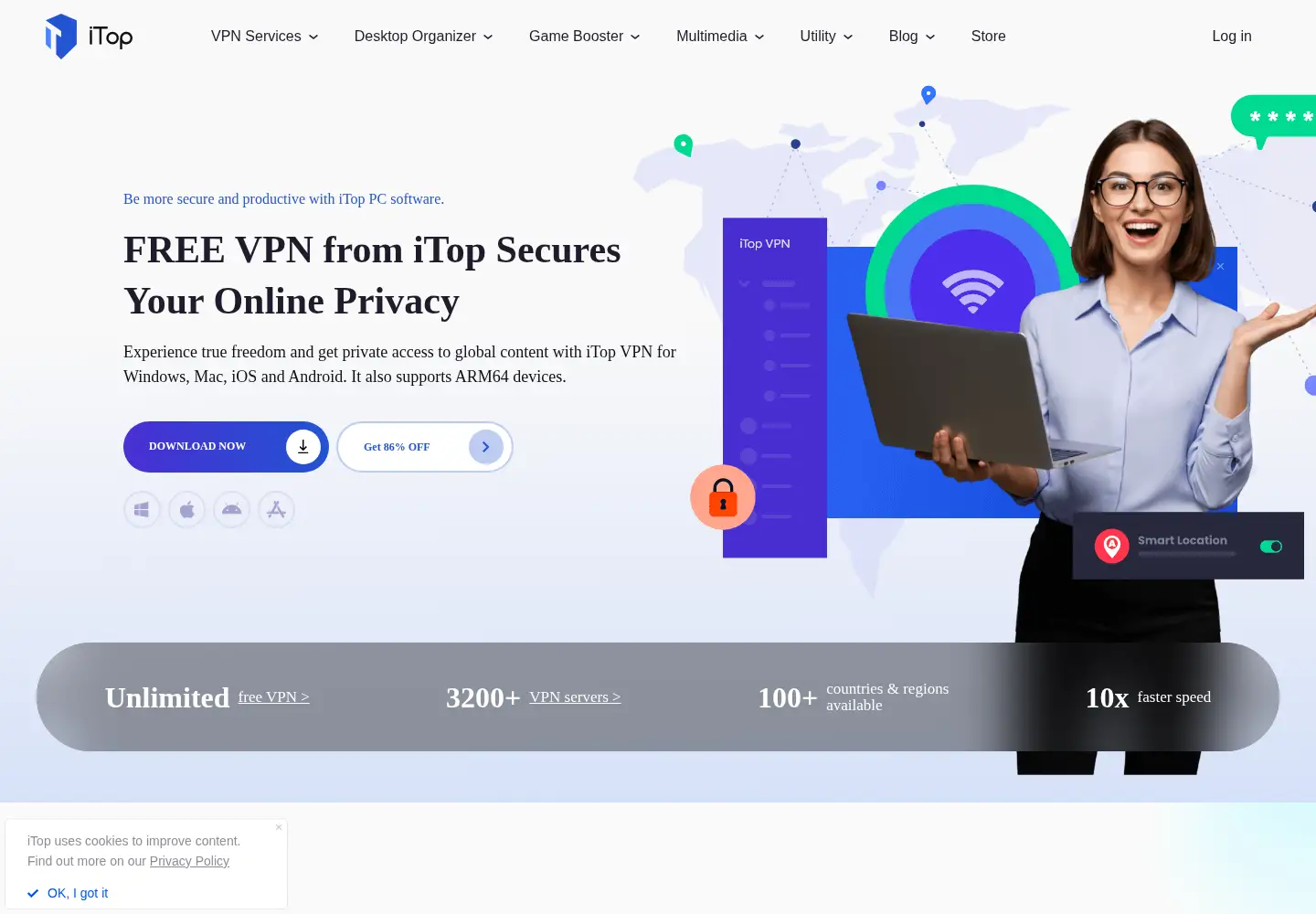 Screenshot of itopvpn.com