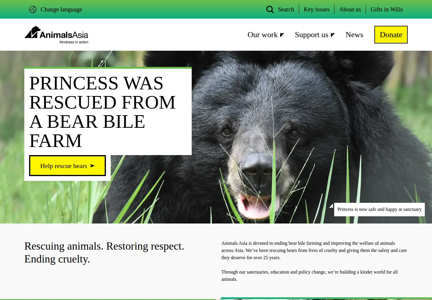 Screenshot of animalsasia.org