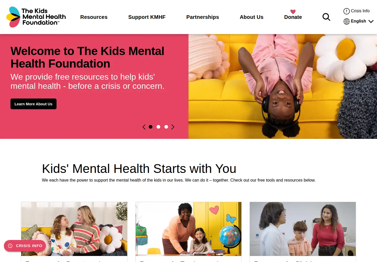 Screenshot of kidsmentalhealthfoundation.org