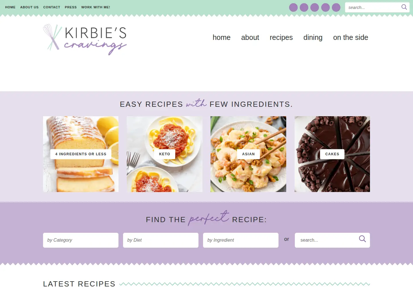 Screenshot of kirbiecravings.com