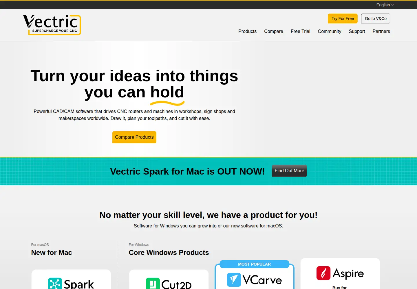 Screenshot of vectric.com