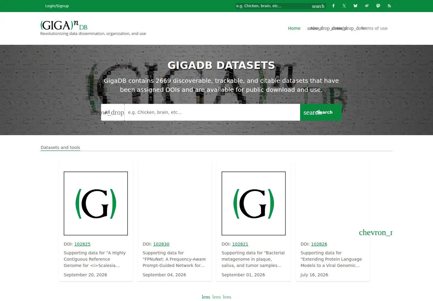 Screenshot of gigadb.org