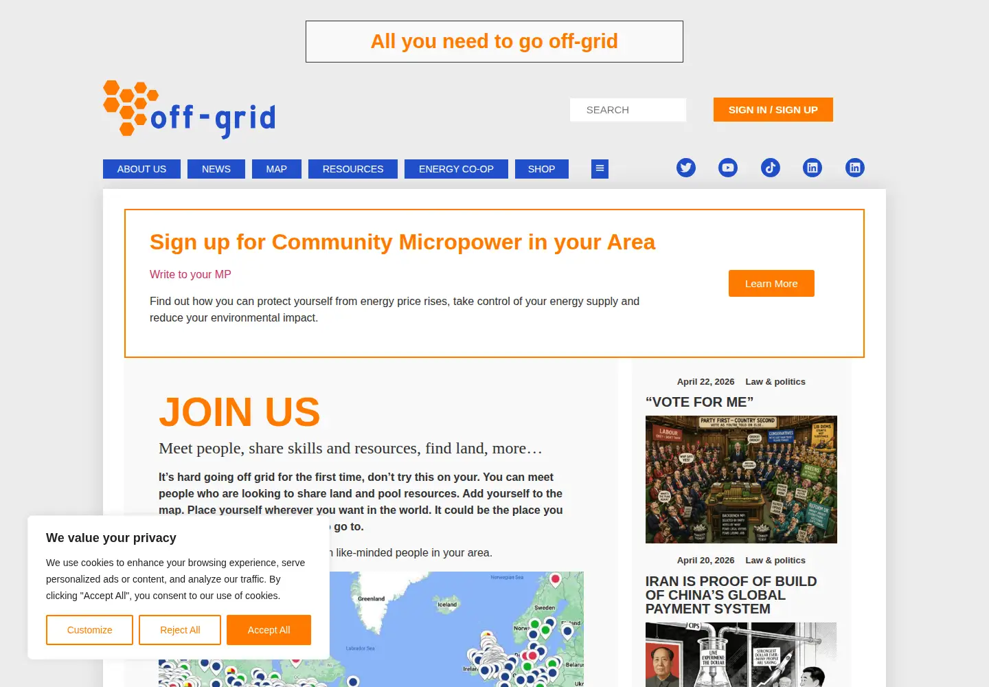 Screenshot of off-grid.net