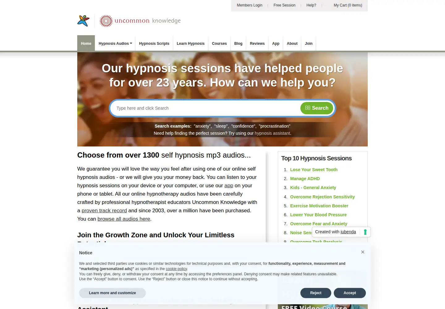 Screenshot of hypnosisdownloads.com