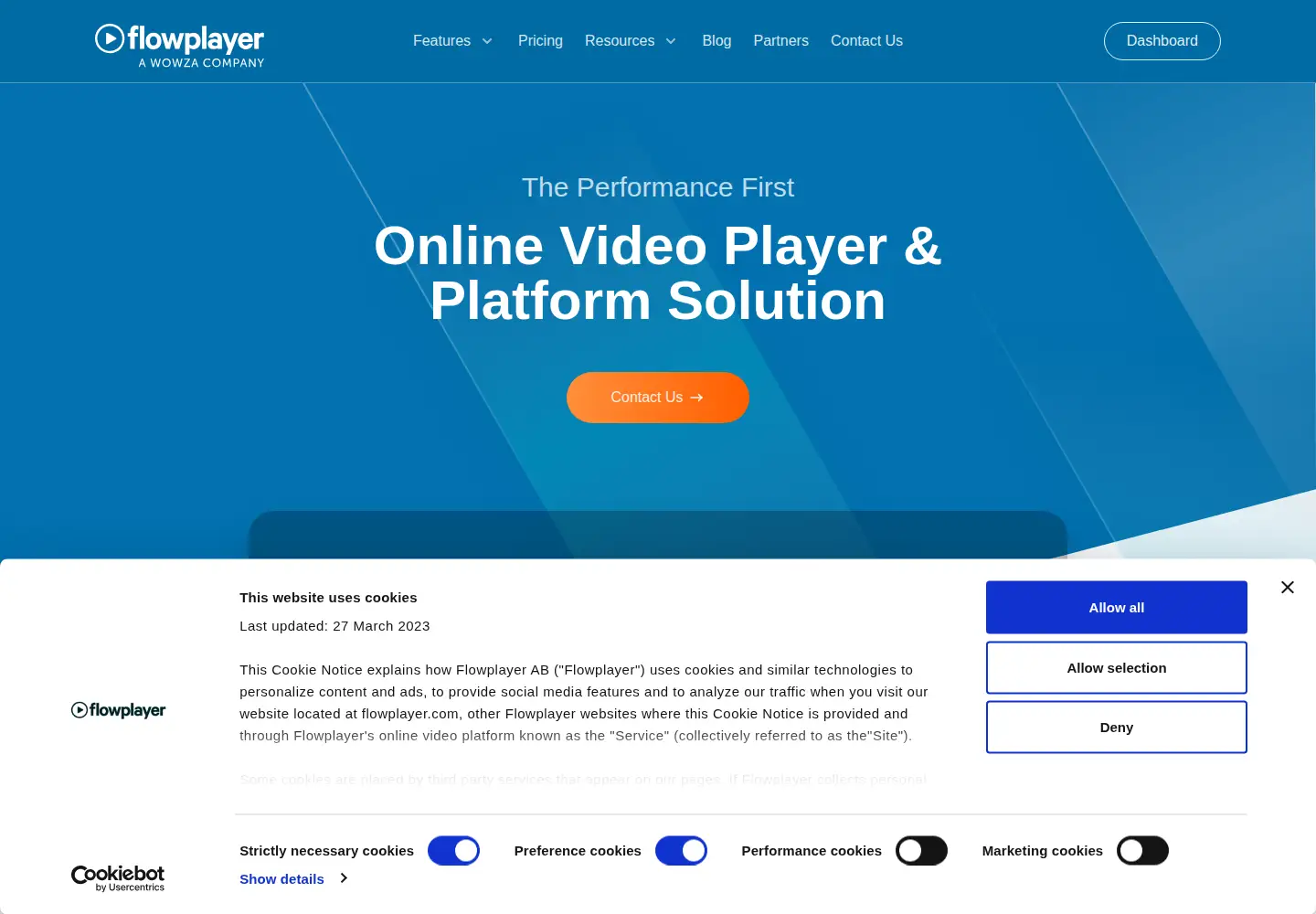 Screenshot of flowplayer.com