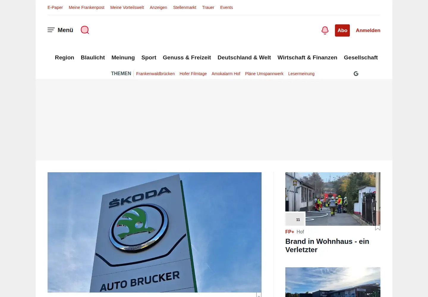Screenshot of frankenpost.de