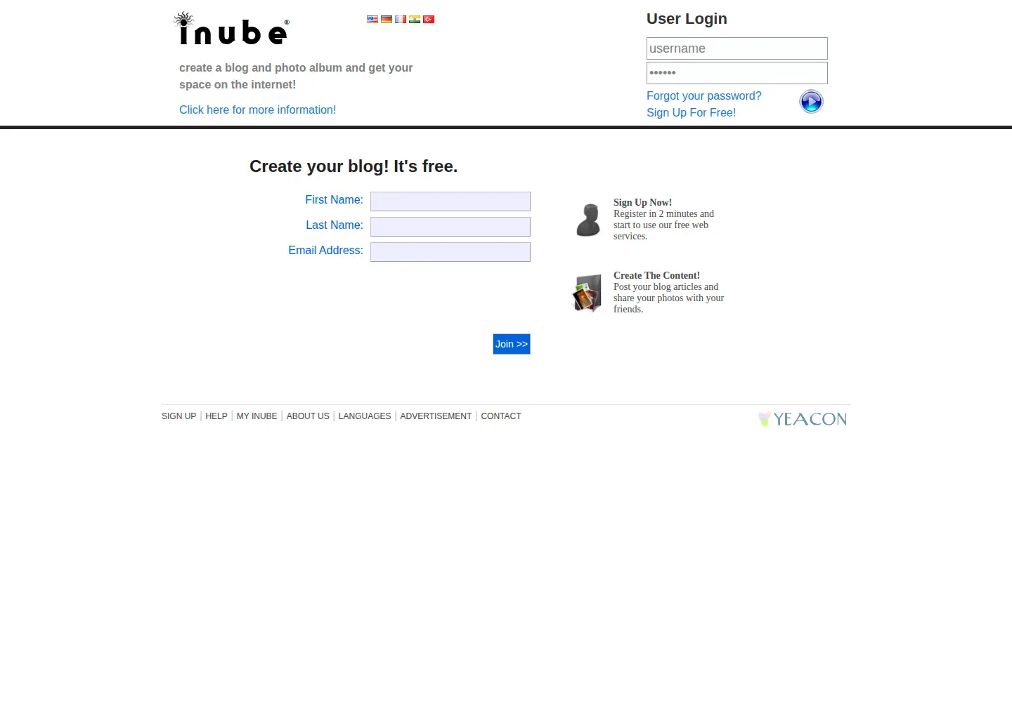 Screenshot of inube.com