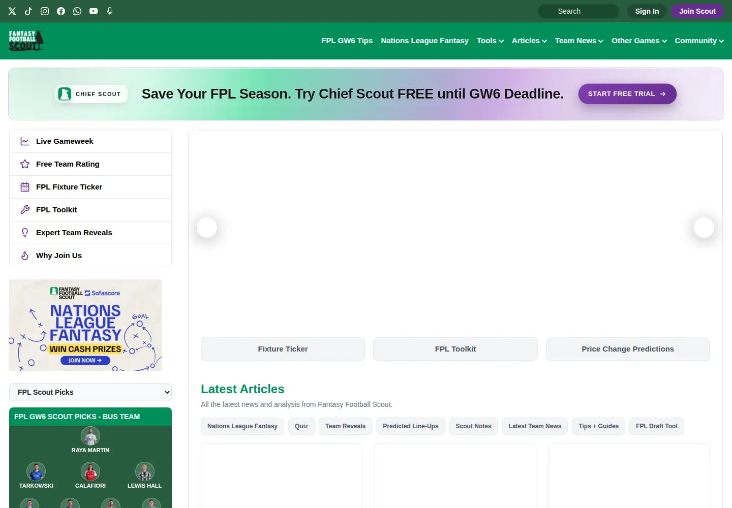 Screenshot of fantasyfootballscout.co.uk