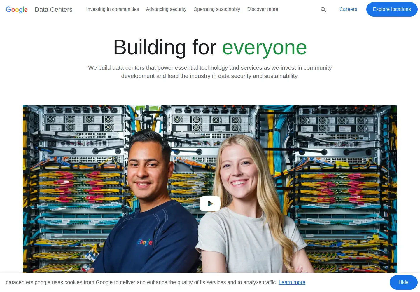 Screenshot of datacenters.google