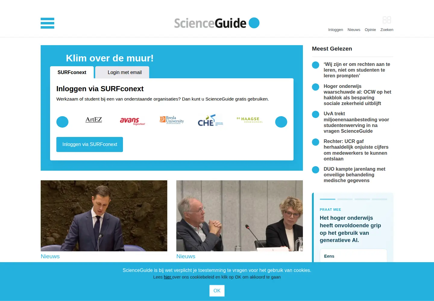 Screenshot of scienceguide.nl