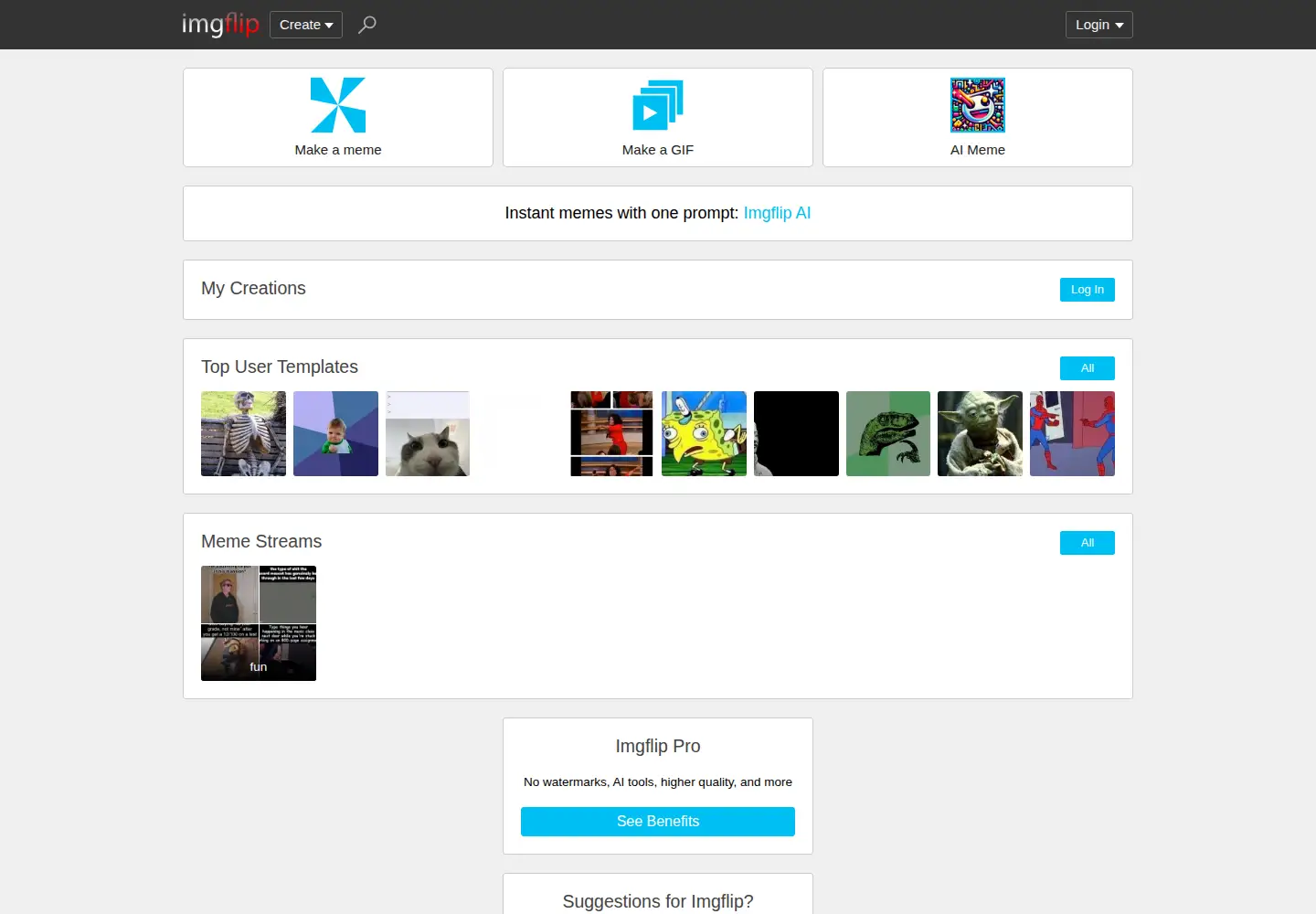 Captured homepage of imgflip.com in the current scan