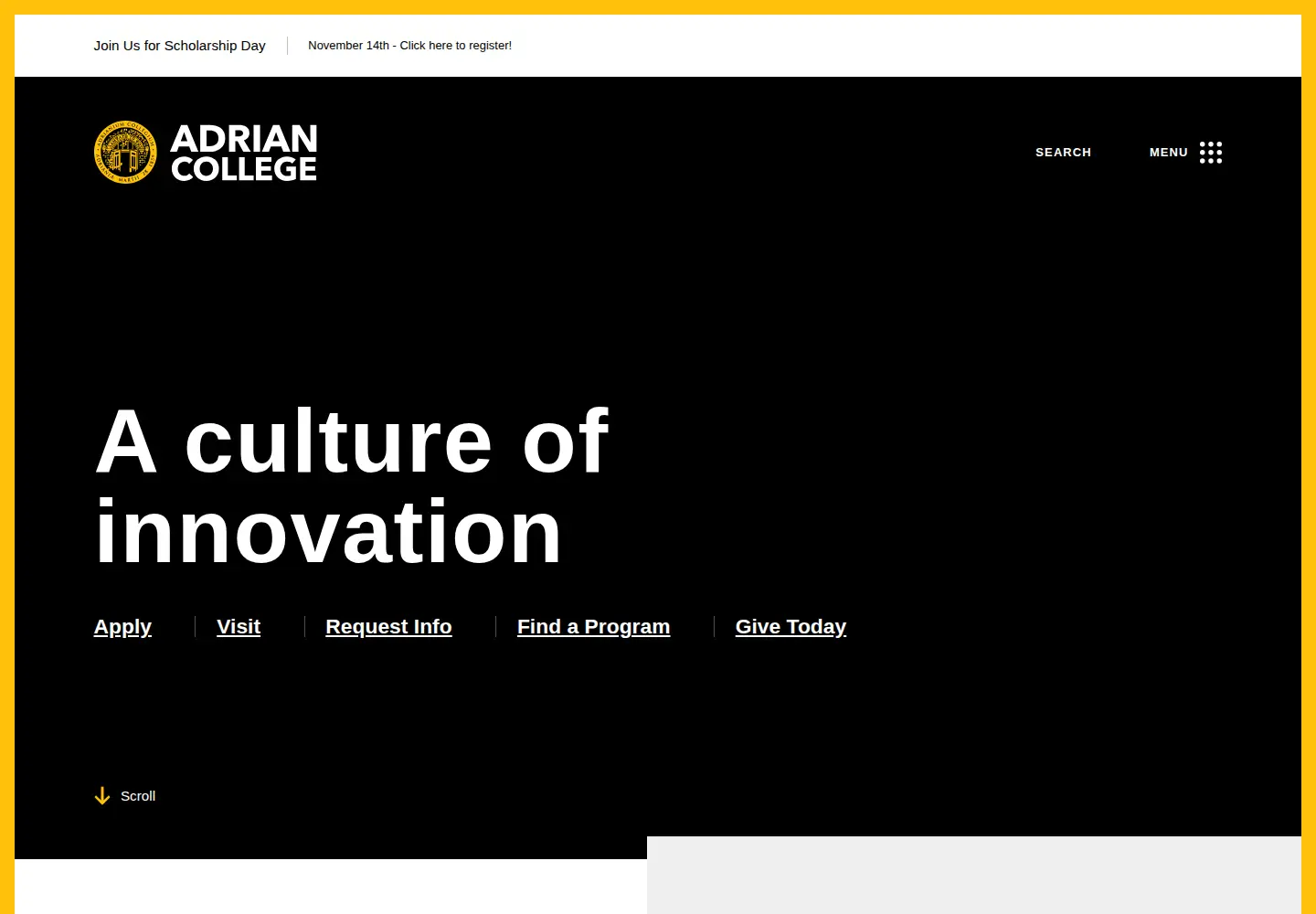 Screenshot of adrian.edu