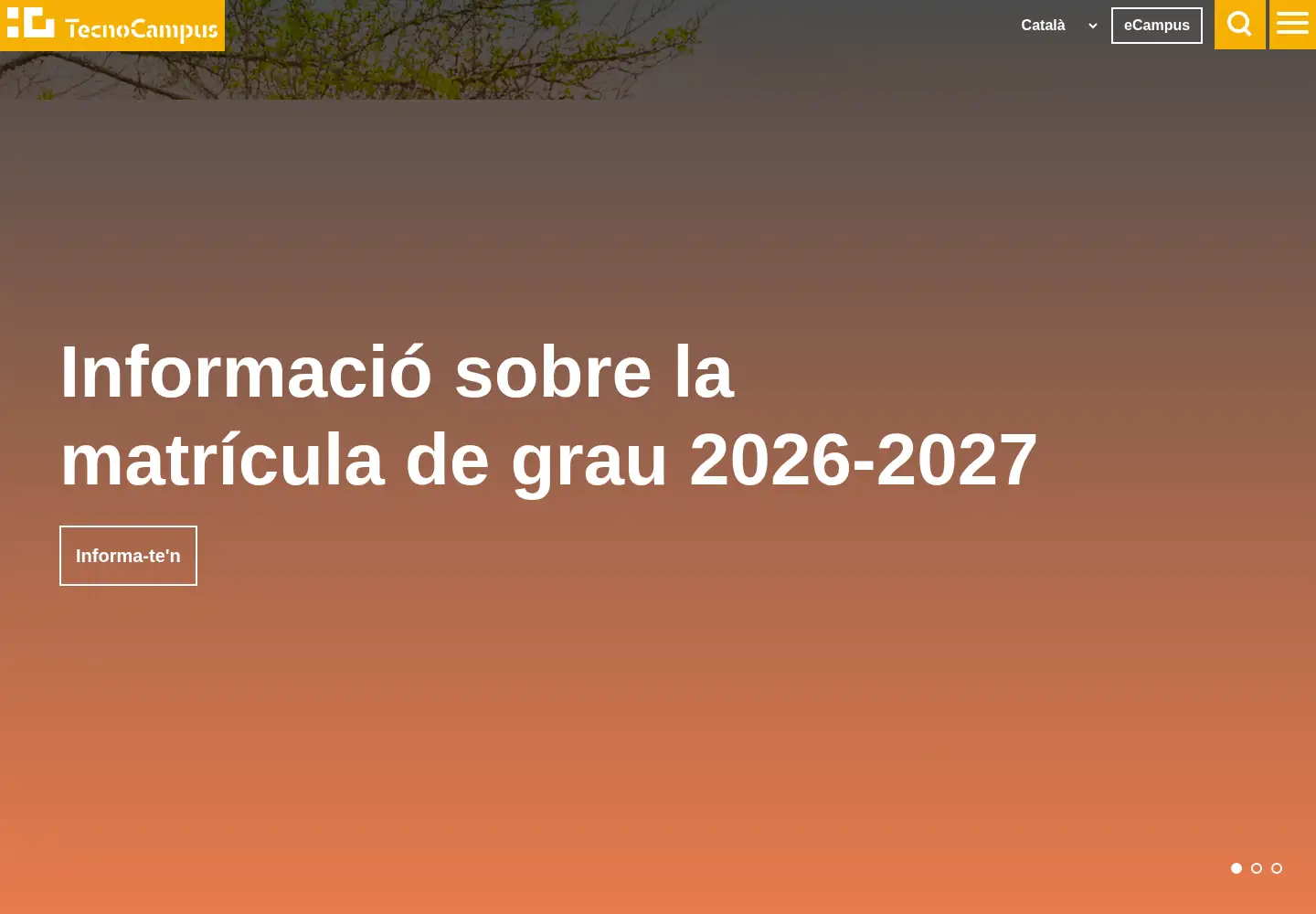 Captured homepage of tecnocampus.cat in the current scan