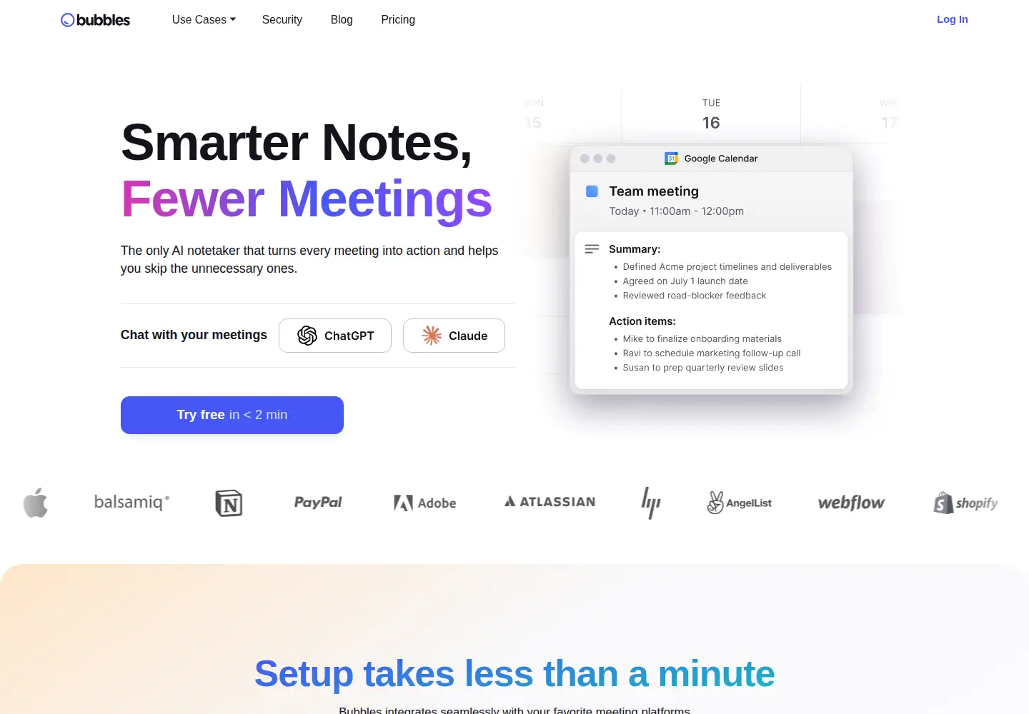 Screenshot of usebubbles.com
