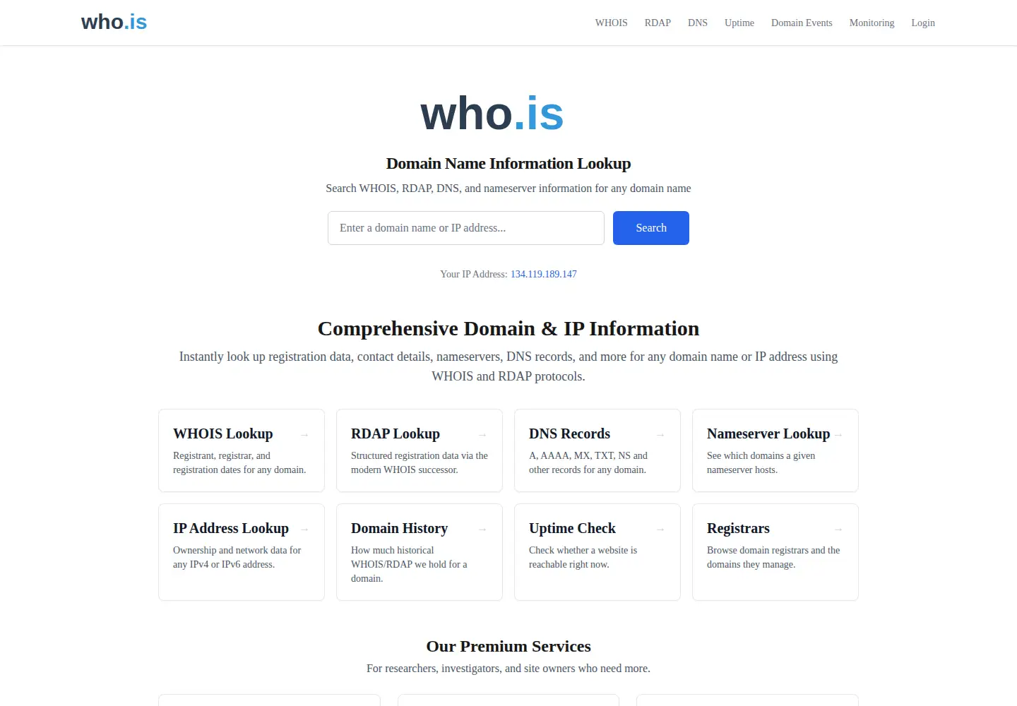 Screenshot of who.is