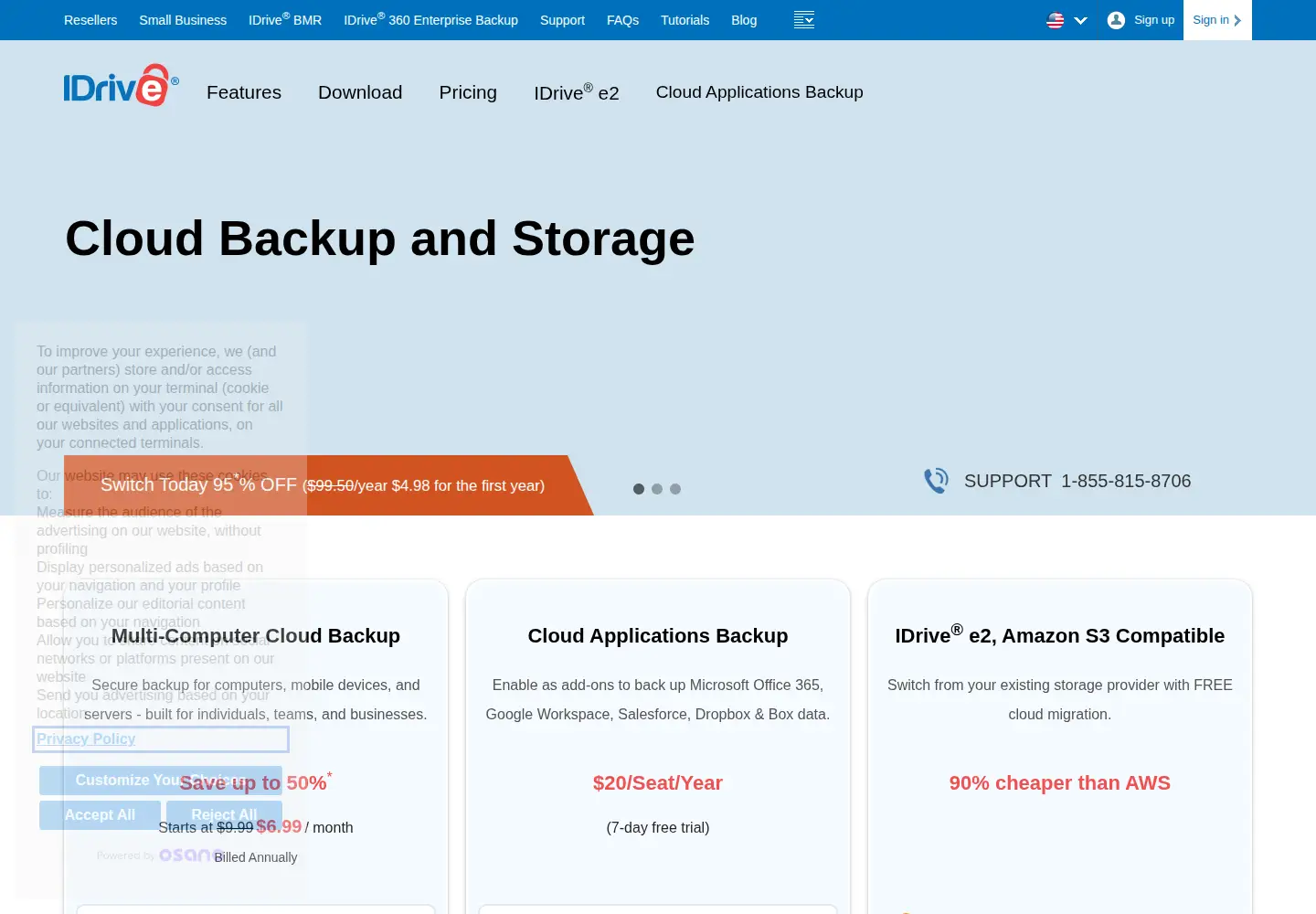 Screenshot of idrive.com