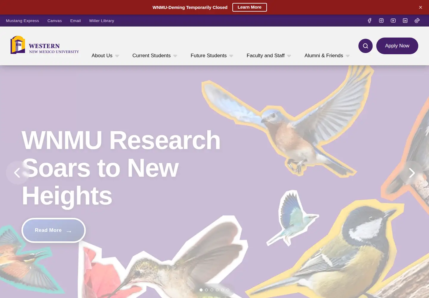 Screenshot of wnmu.edu