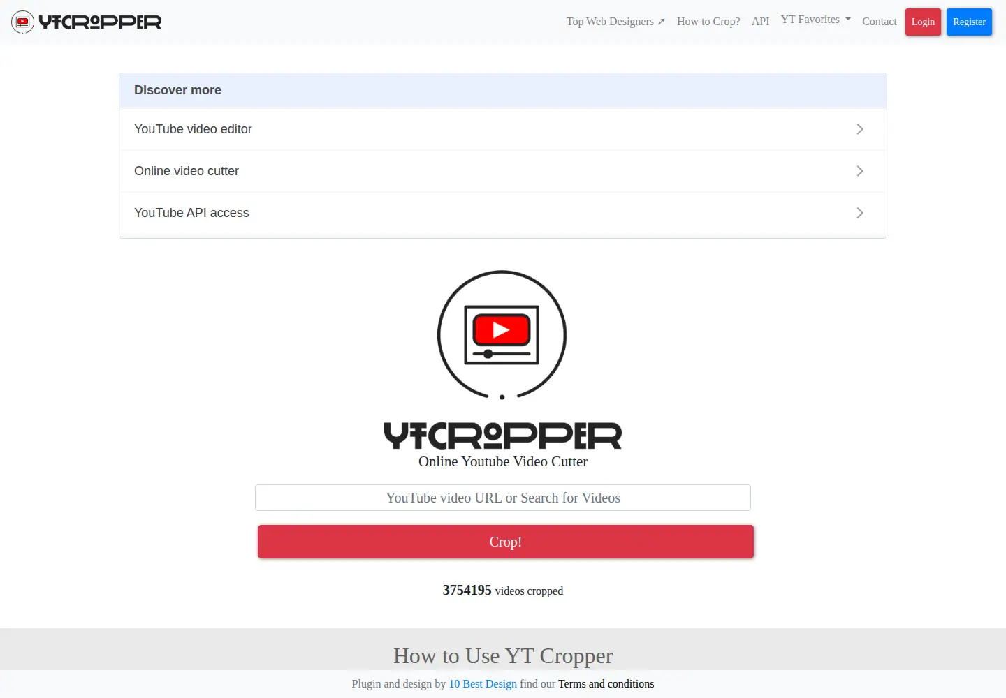 Screenshot of ytcropper.com