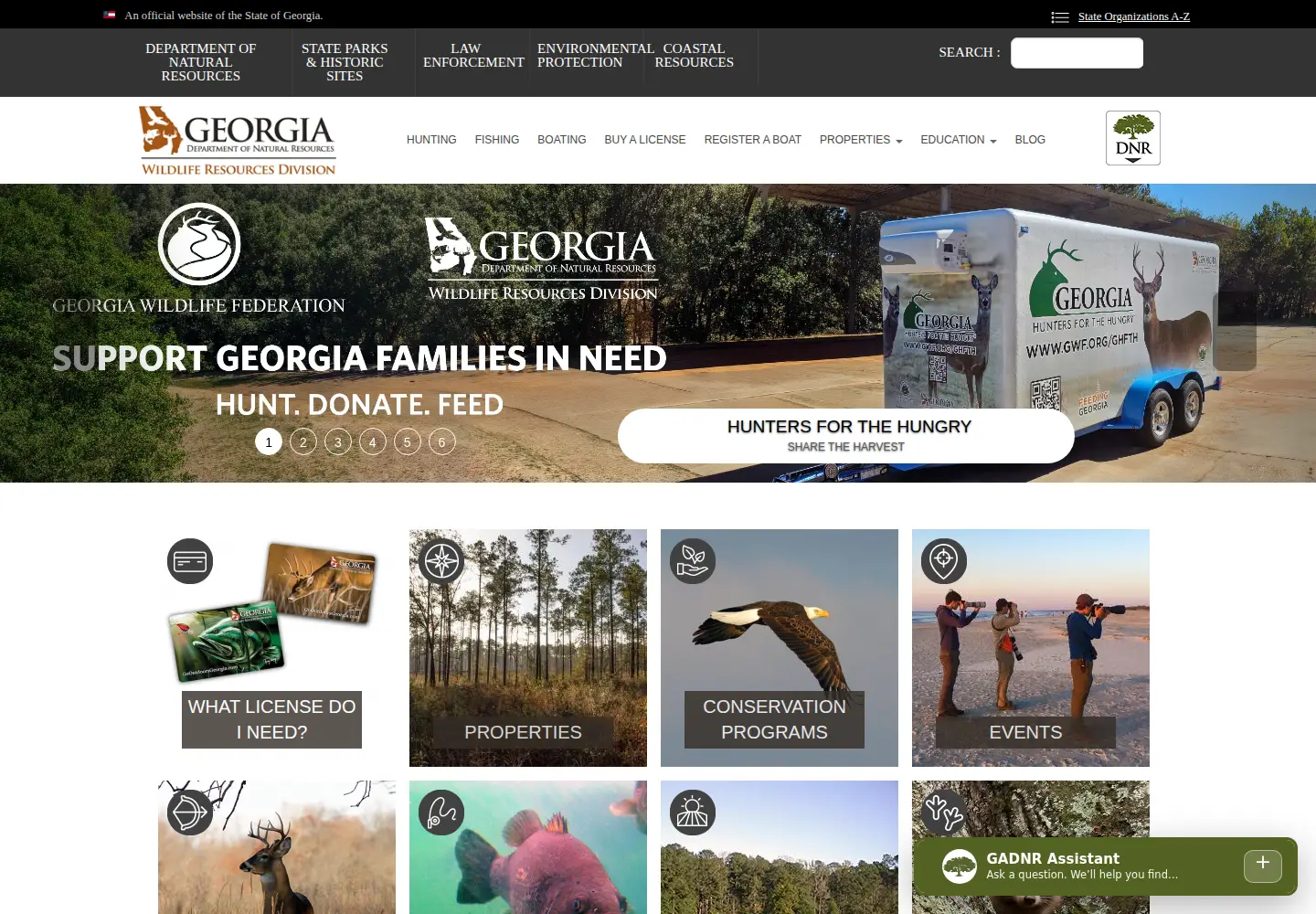 Screenshot of georgiawildlife.com