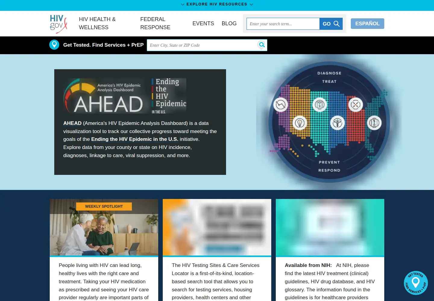 Captured homepage of aids.gov in the current scan