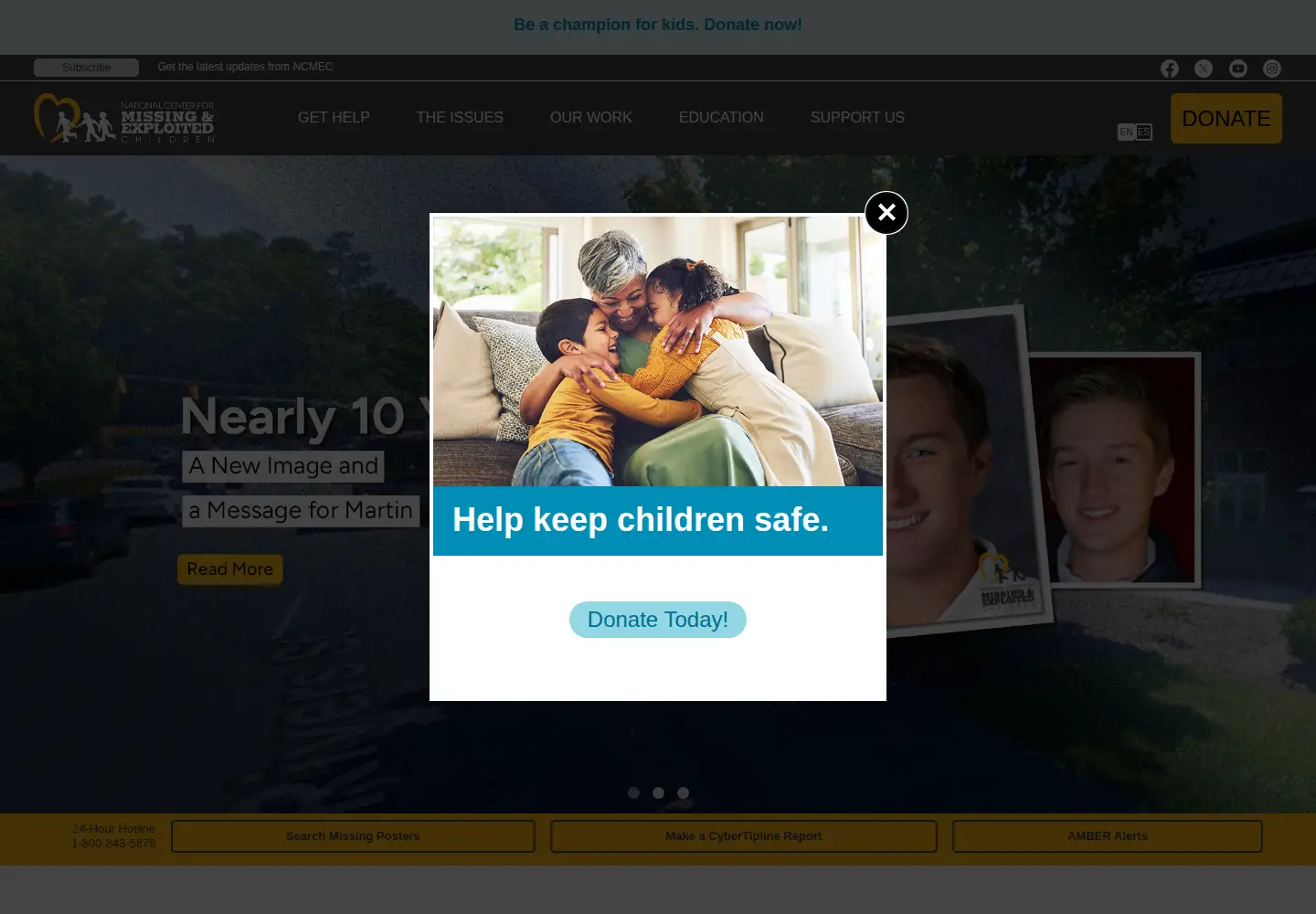 Screenshot of ncmec.org