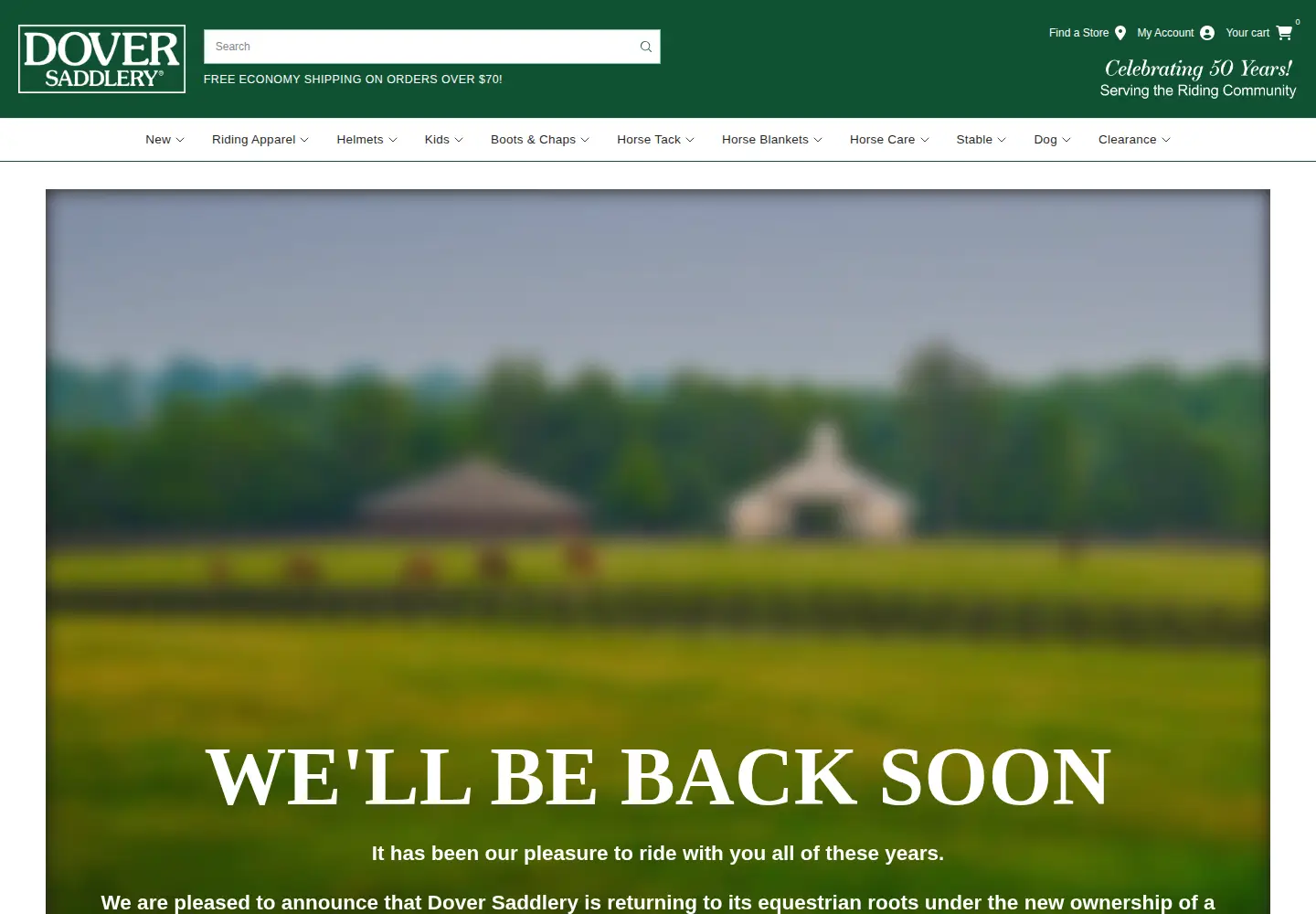 Screenshot of doversaddlery.com
