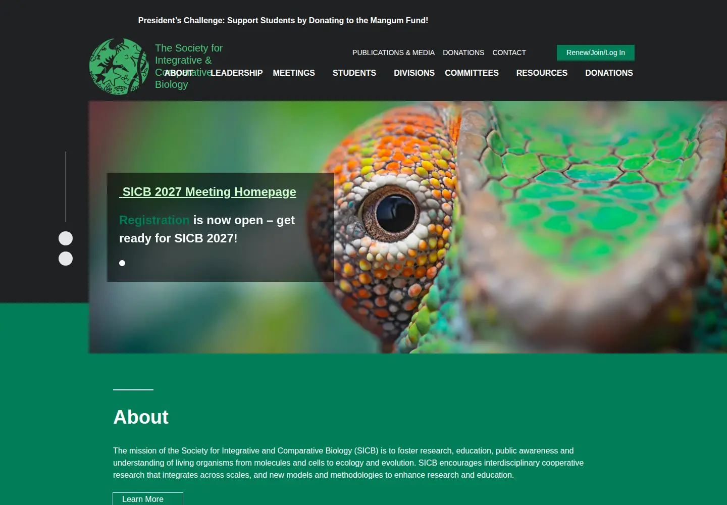 Screenshot of sicb.org