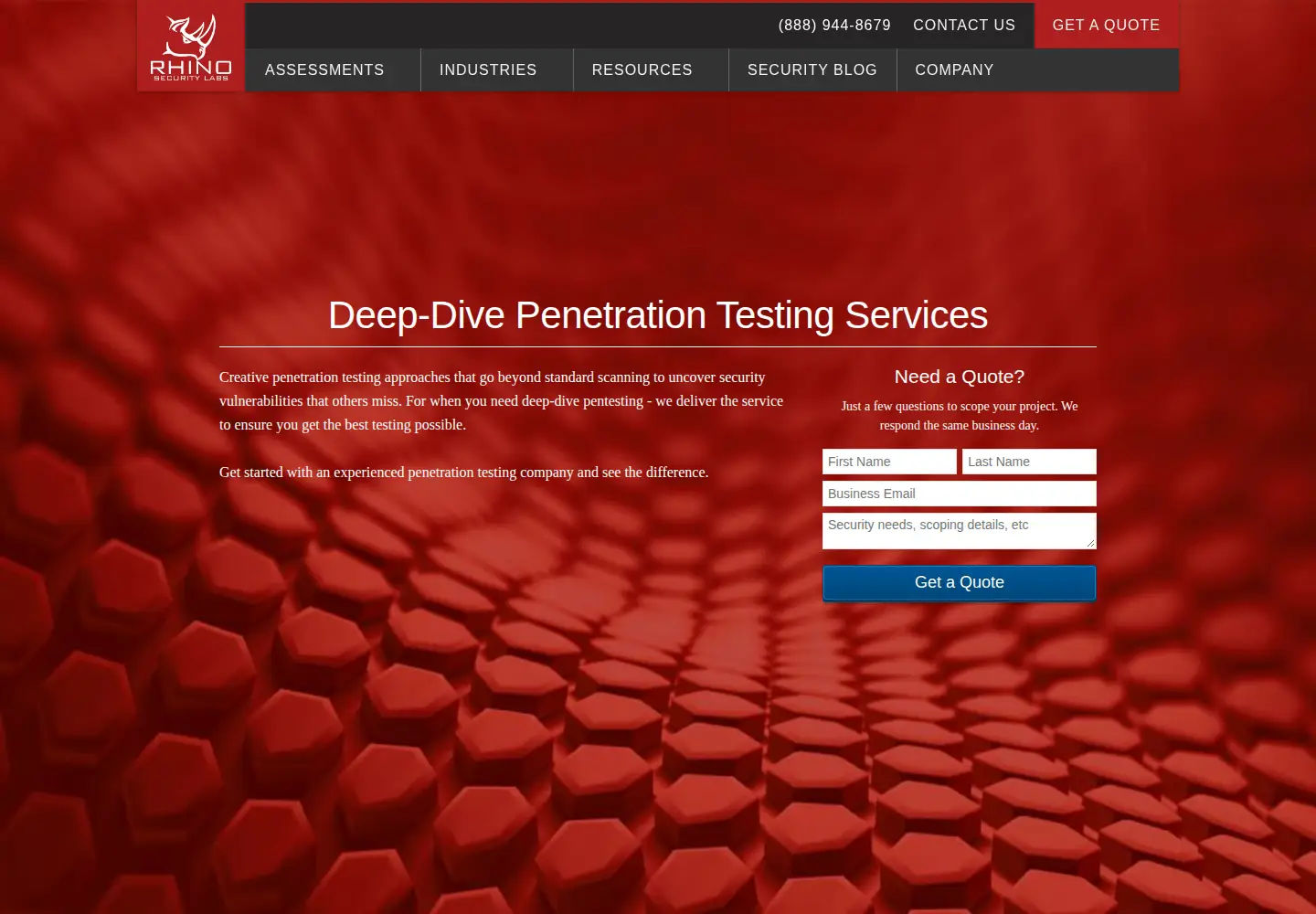 Screenshot of rhinosecuritylabs.com