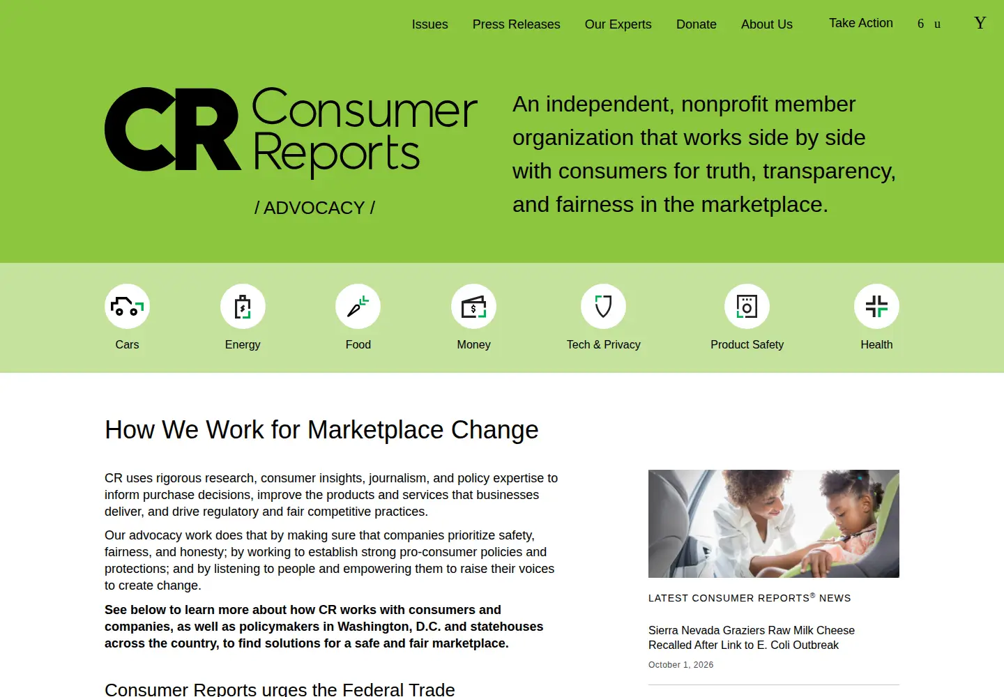 Screenshot of consumersunion.org