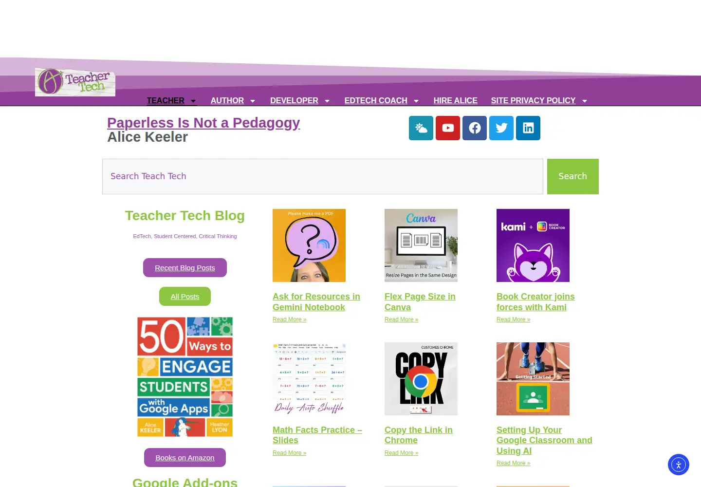 Screenshot of alicekeeler.com