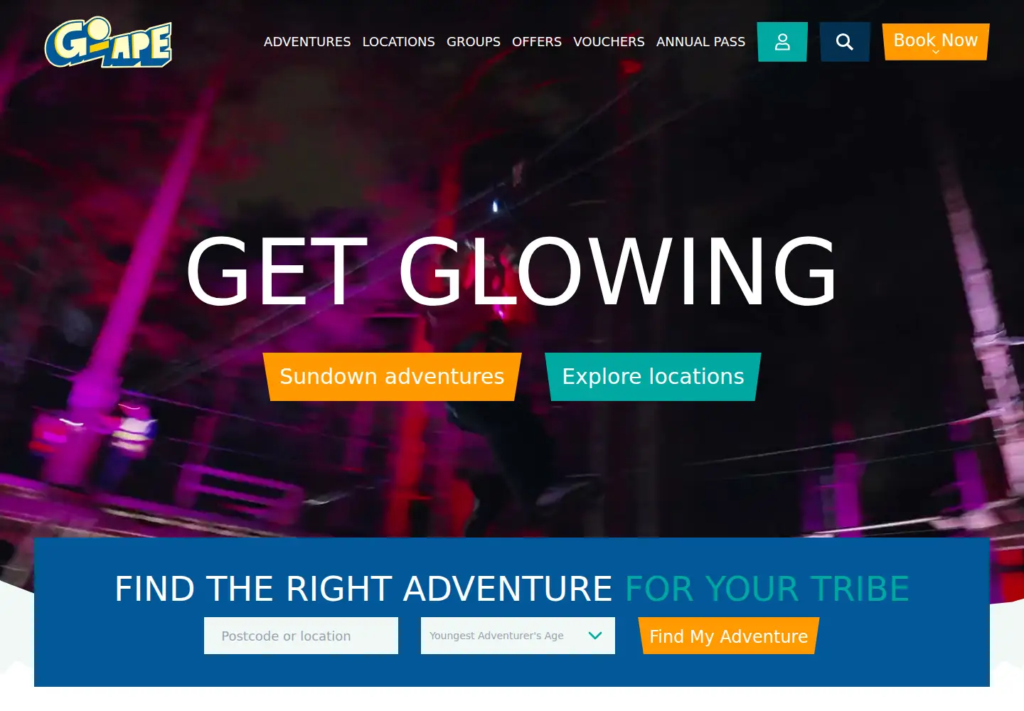 Screenshot of goape.co.uk