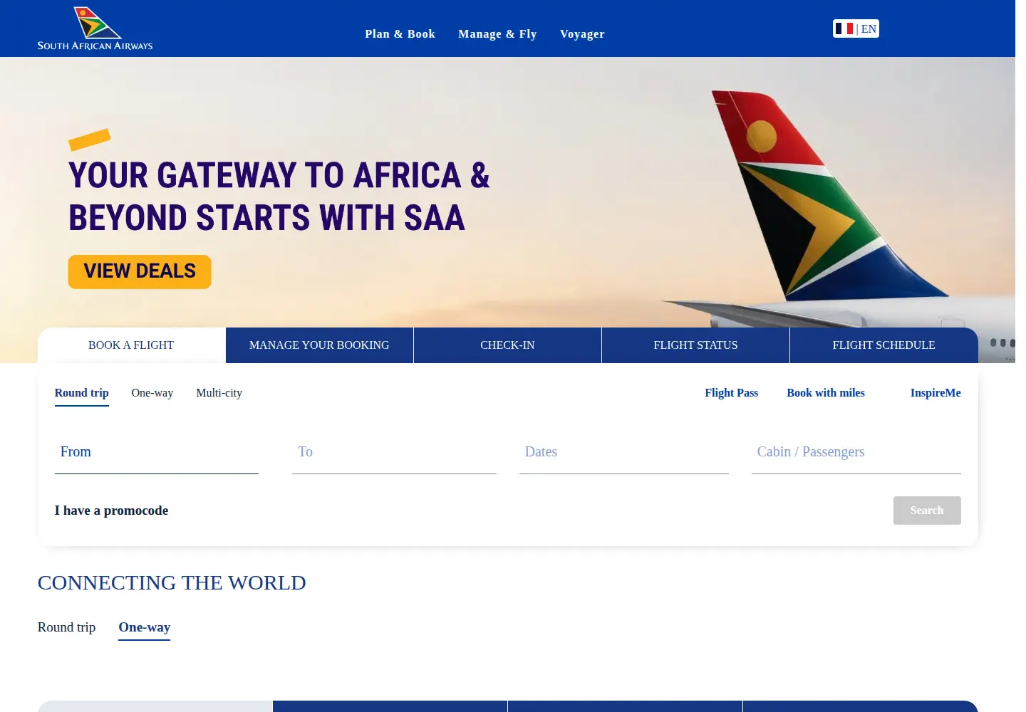 Screenshot of flysaa.com