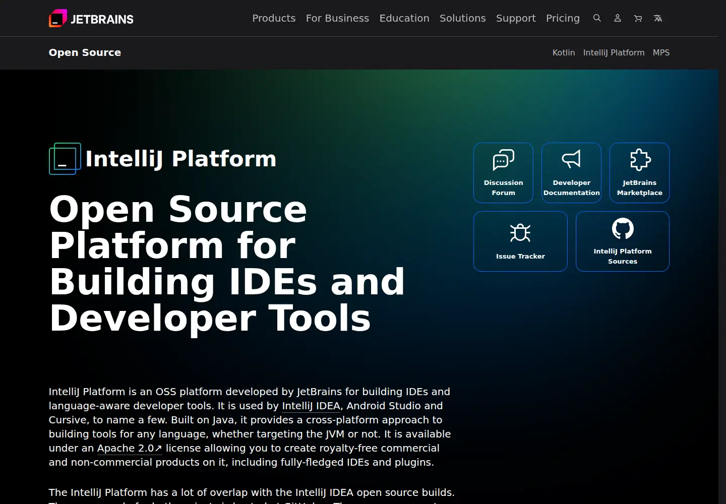 Screenshot of jetbrains.org