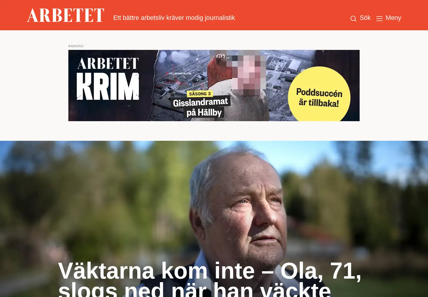 Screenshot of arbetet.se
