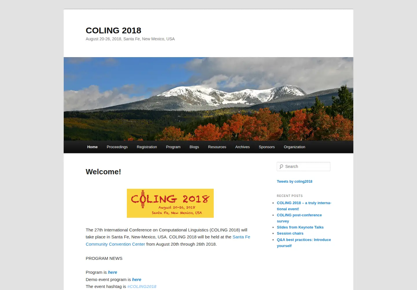 Screenshot of coling2018.org