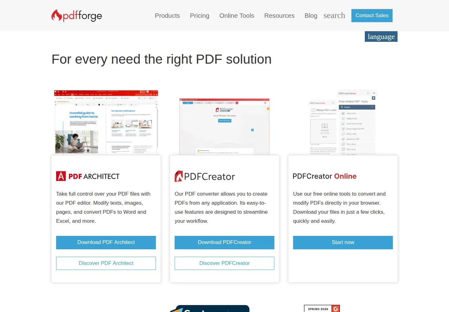 Screenshot of pdfforge.org