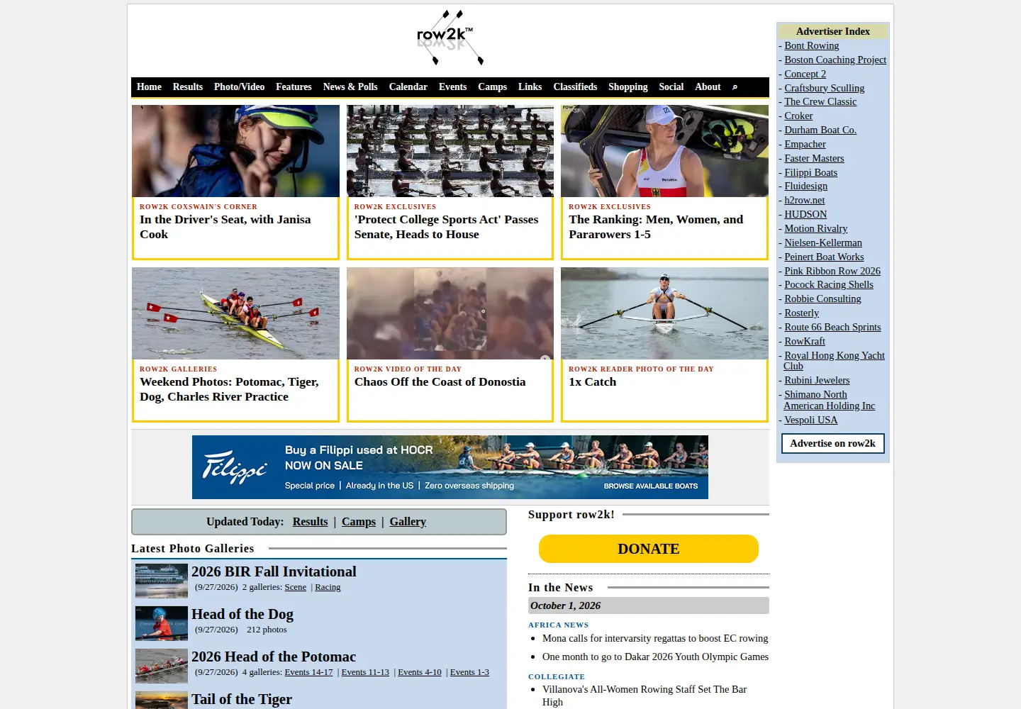 Screenshot of row2k.com