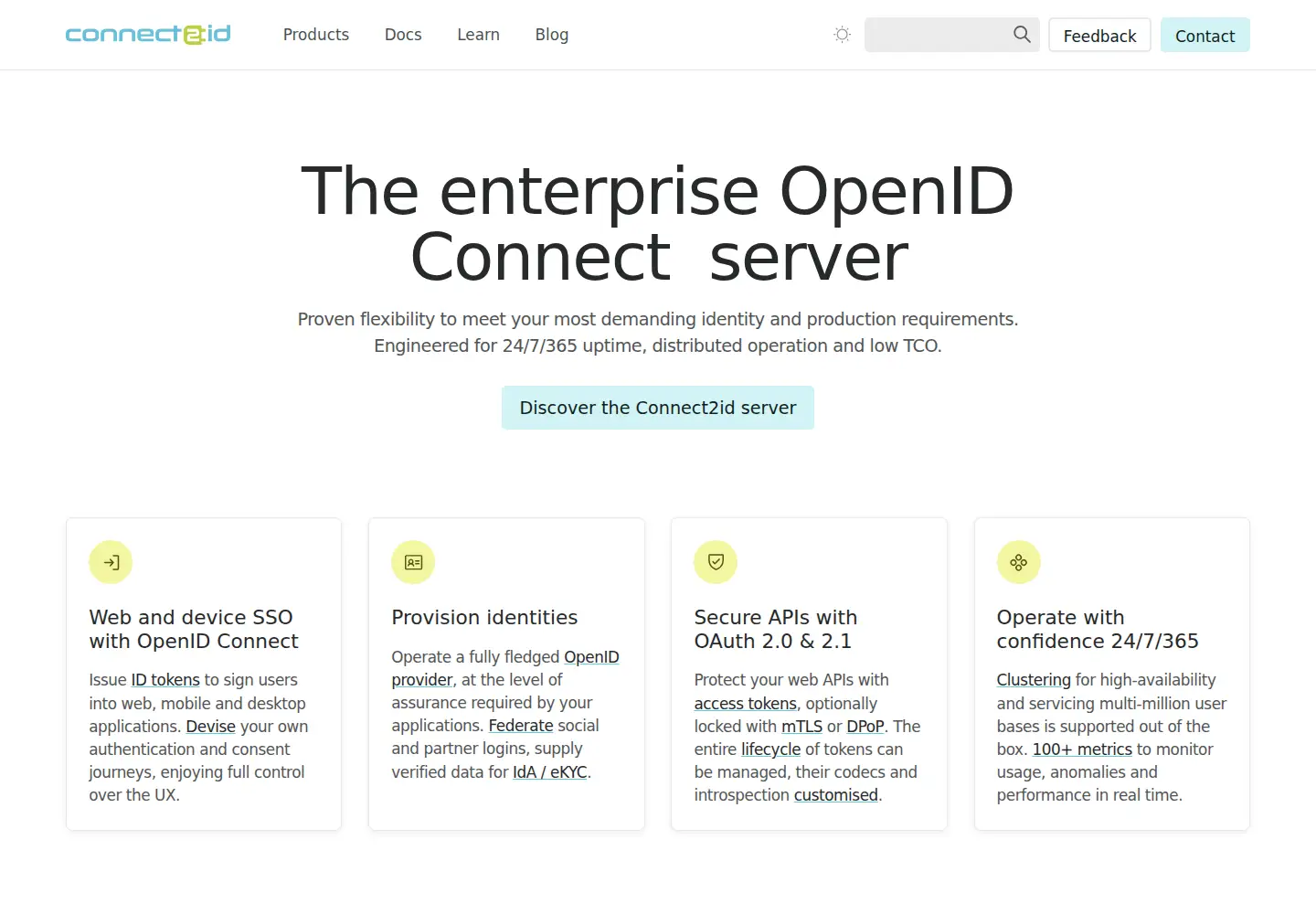 Screenshot of connect2id.com