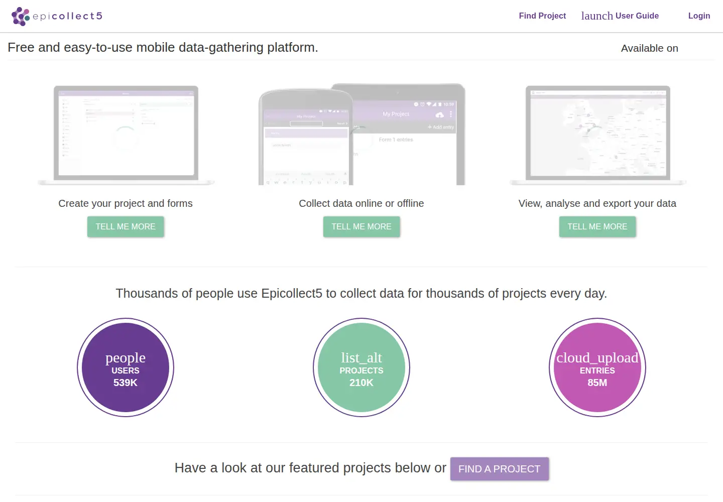 Screenshot of epicollect.net