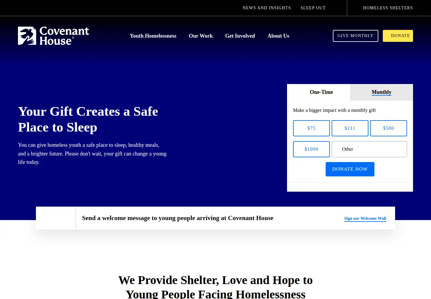 Screenshot of covenanthouse.org