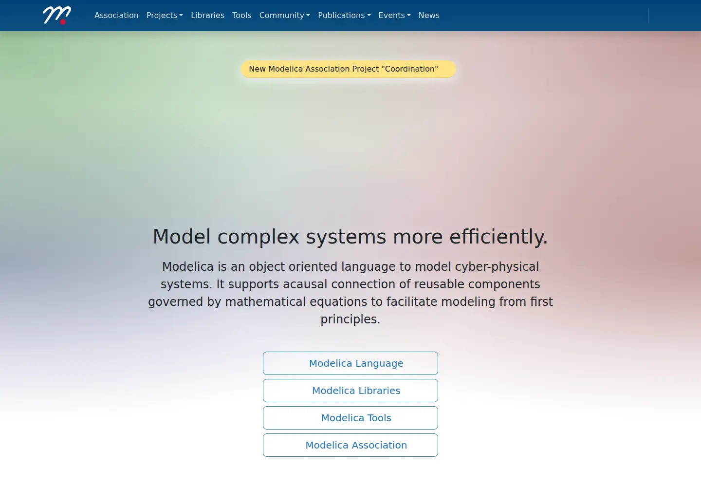 Captured homepage of modelica.org in the current scan