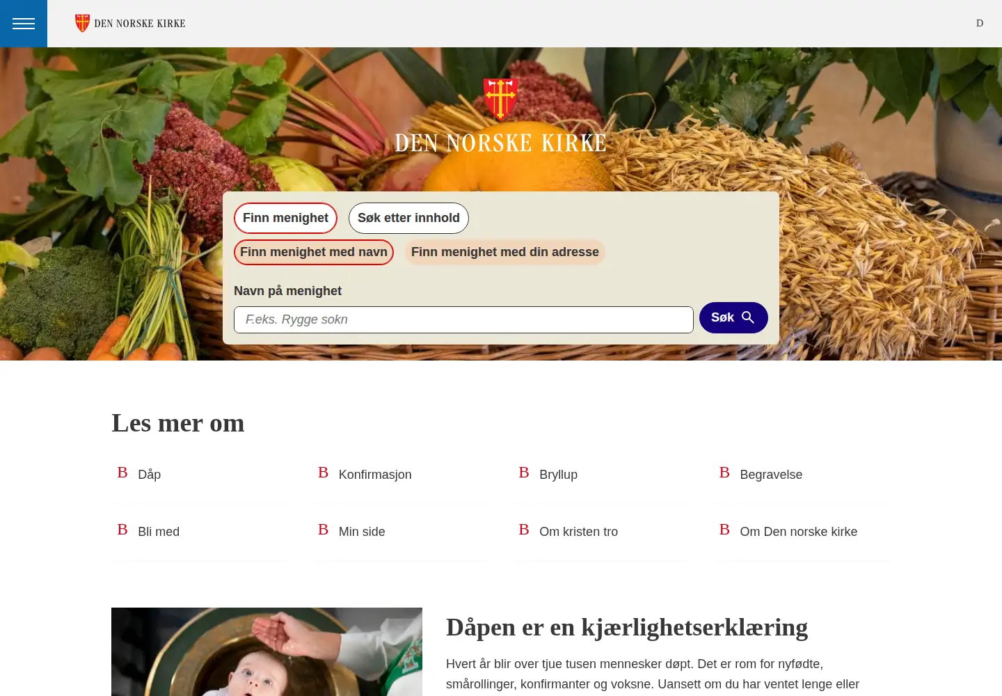 Screenshot of kirken.no