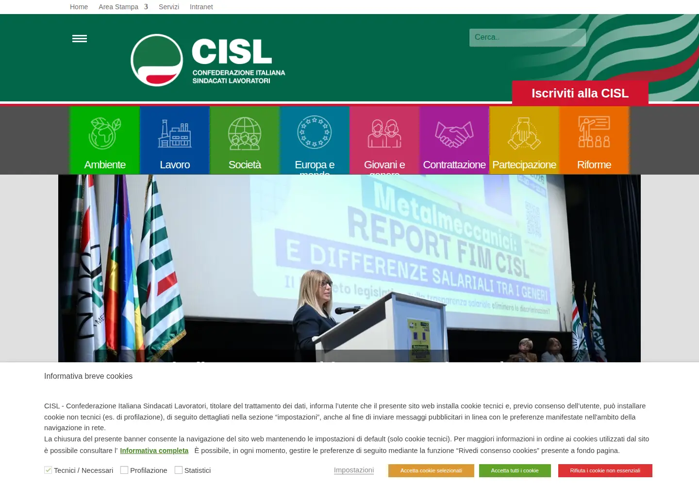 Captured homepage of cisl.it in the current scan