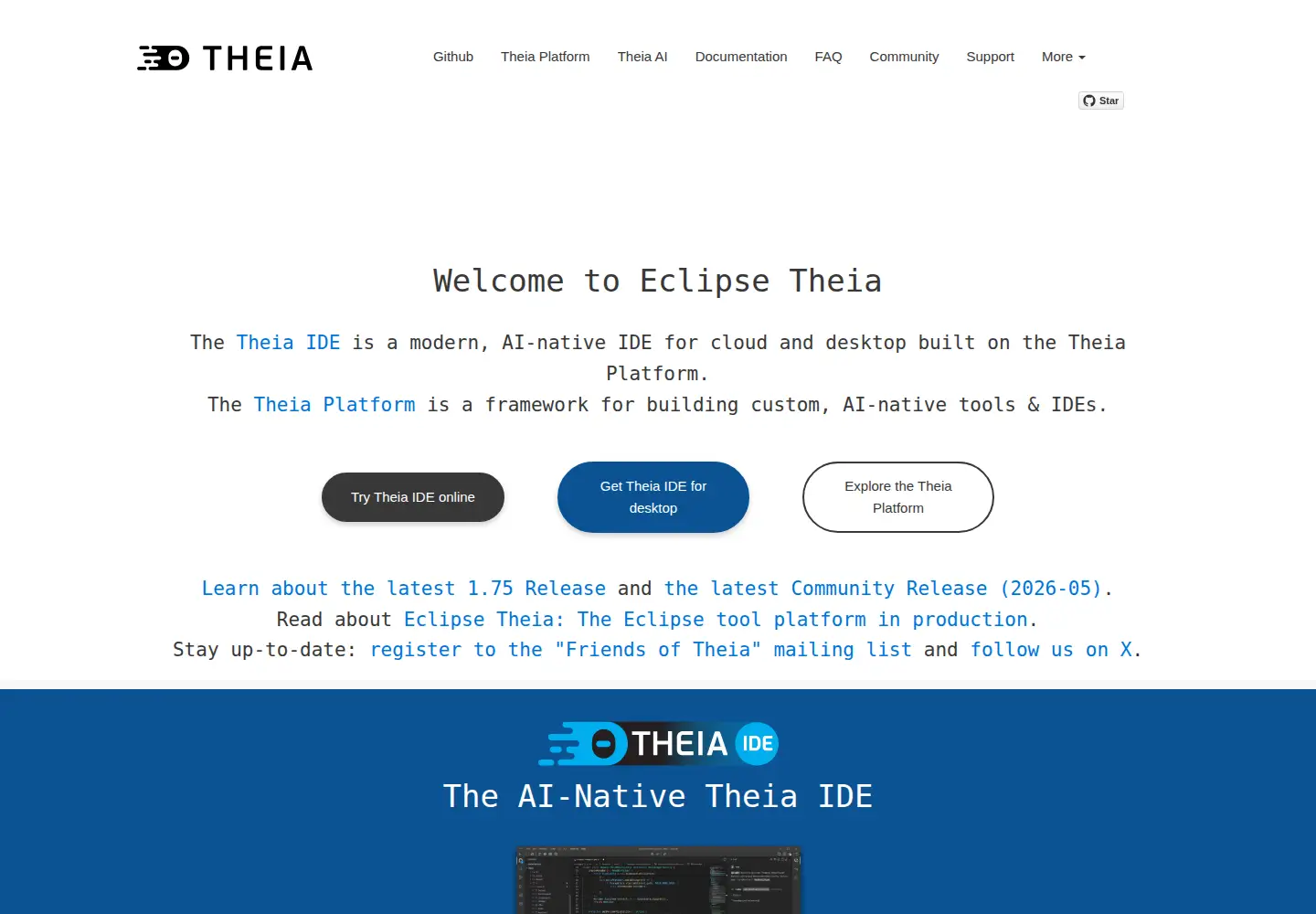 Screenshot of theia-ide.org
