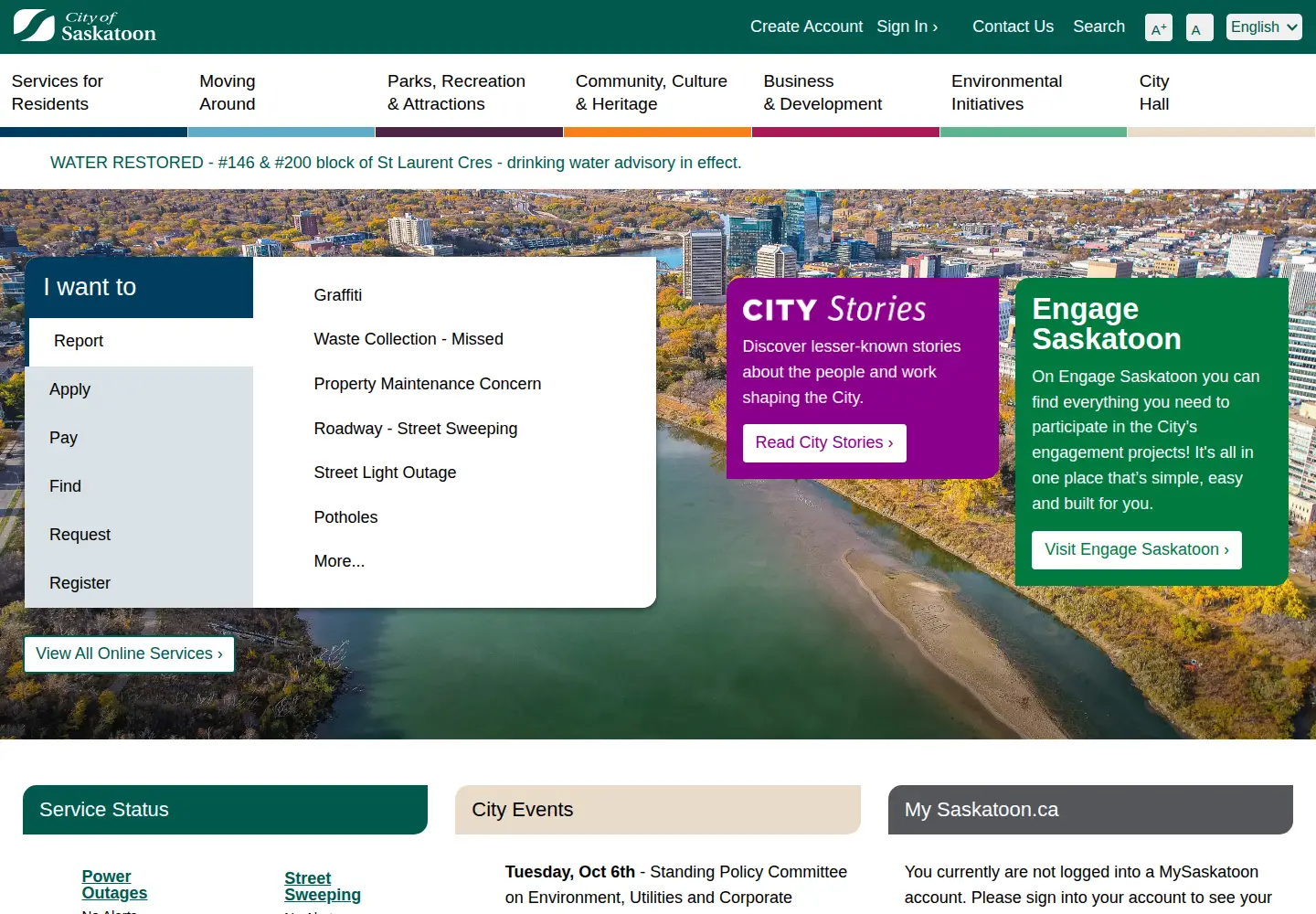 Screenshot of saskatoon.ca